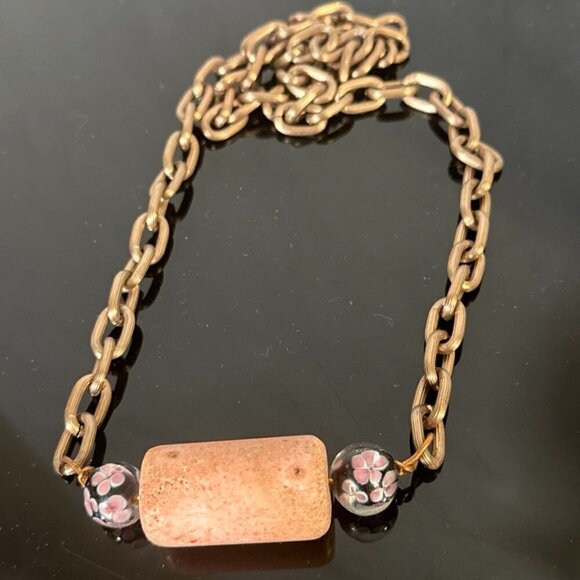 Coral Natural Untreated Floral Beads Chain Necklace Boho Gift Bohemian Hippie - Picture 5 of 5